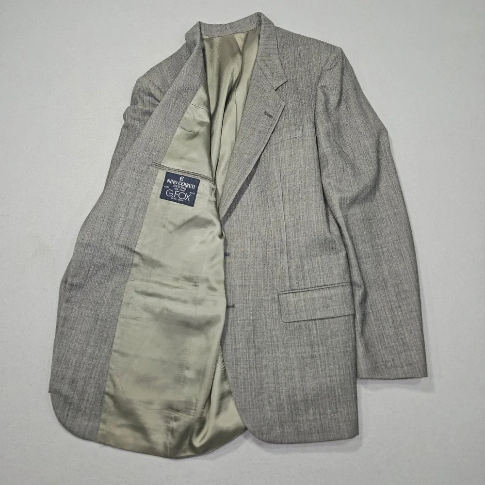 VTG Nino Cerruti Rue Royale Wool 2pc Suit Grey Pleated Sz 40R/39x31